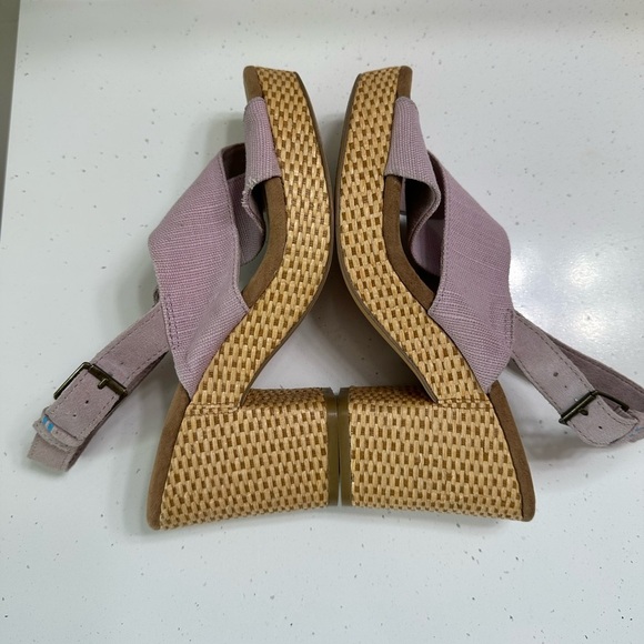 Tom’s Ibiza Platform Heels Women’s 7.5 Lilac Purple Sandals Woven Chunky Shoes - Picture 4 of 10